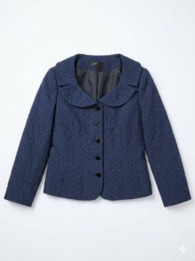 🔹️Jones New York Navy & Black Beaded Crinkle Textured Blazer Jacket Size 8